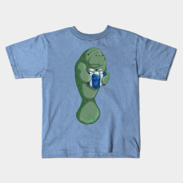 Christmas Manatee Kids T-Shirt by Thedustyphoenix